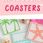 tile coasters with summer motif vinyl decals