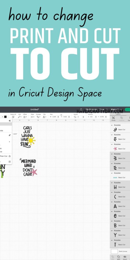 How to Change from Print and Cut to Cut Only in Cricut Design Space