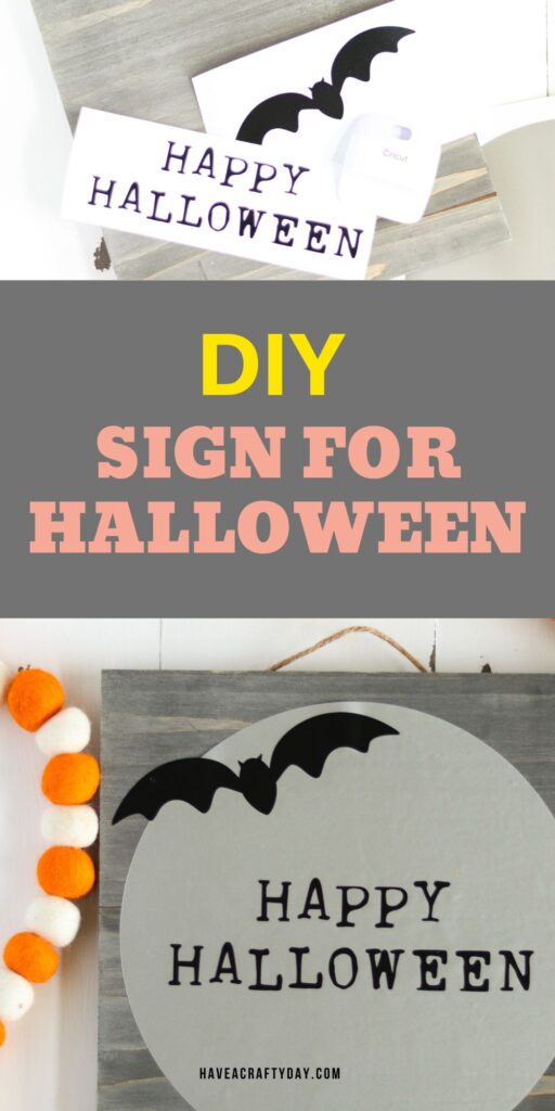 collage of Halloween sign and supplies