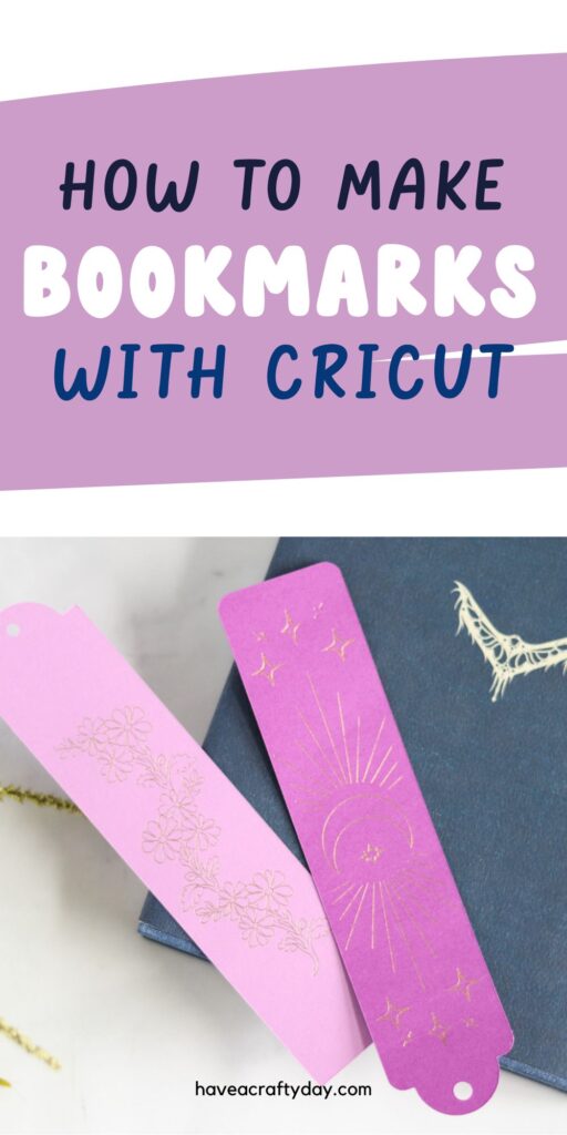 purple bookmarks with gold foil design