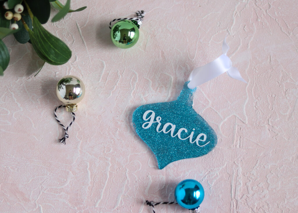 glitter ornament with name