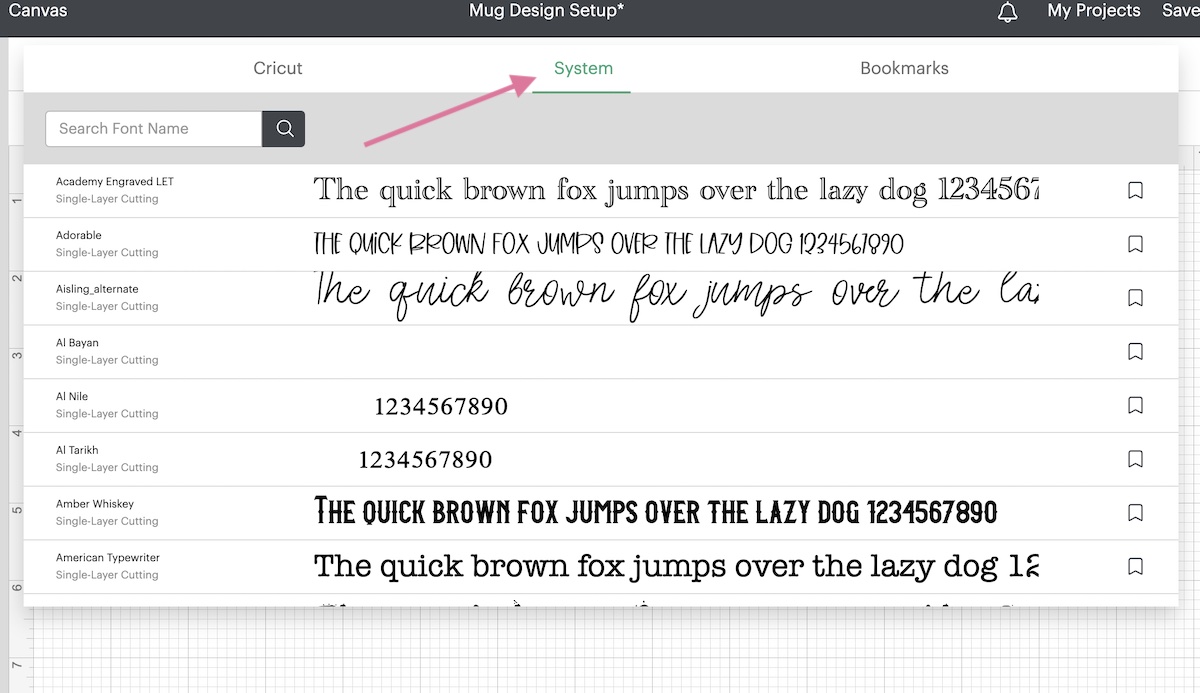 fonts in Cricut design space