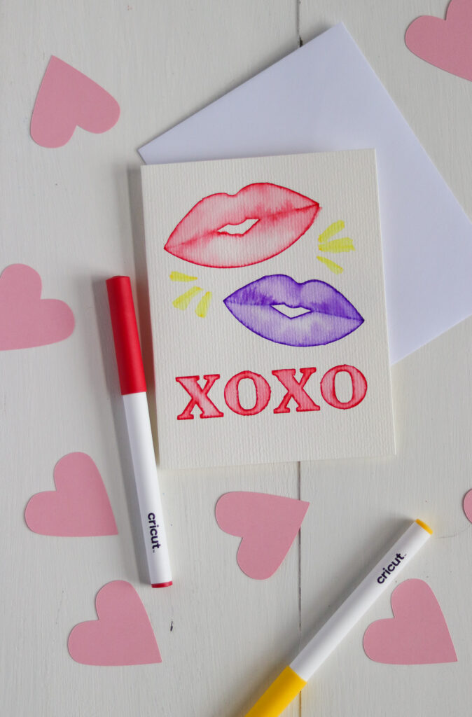valentine's day card made with cricut watercolor markers