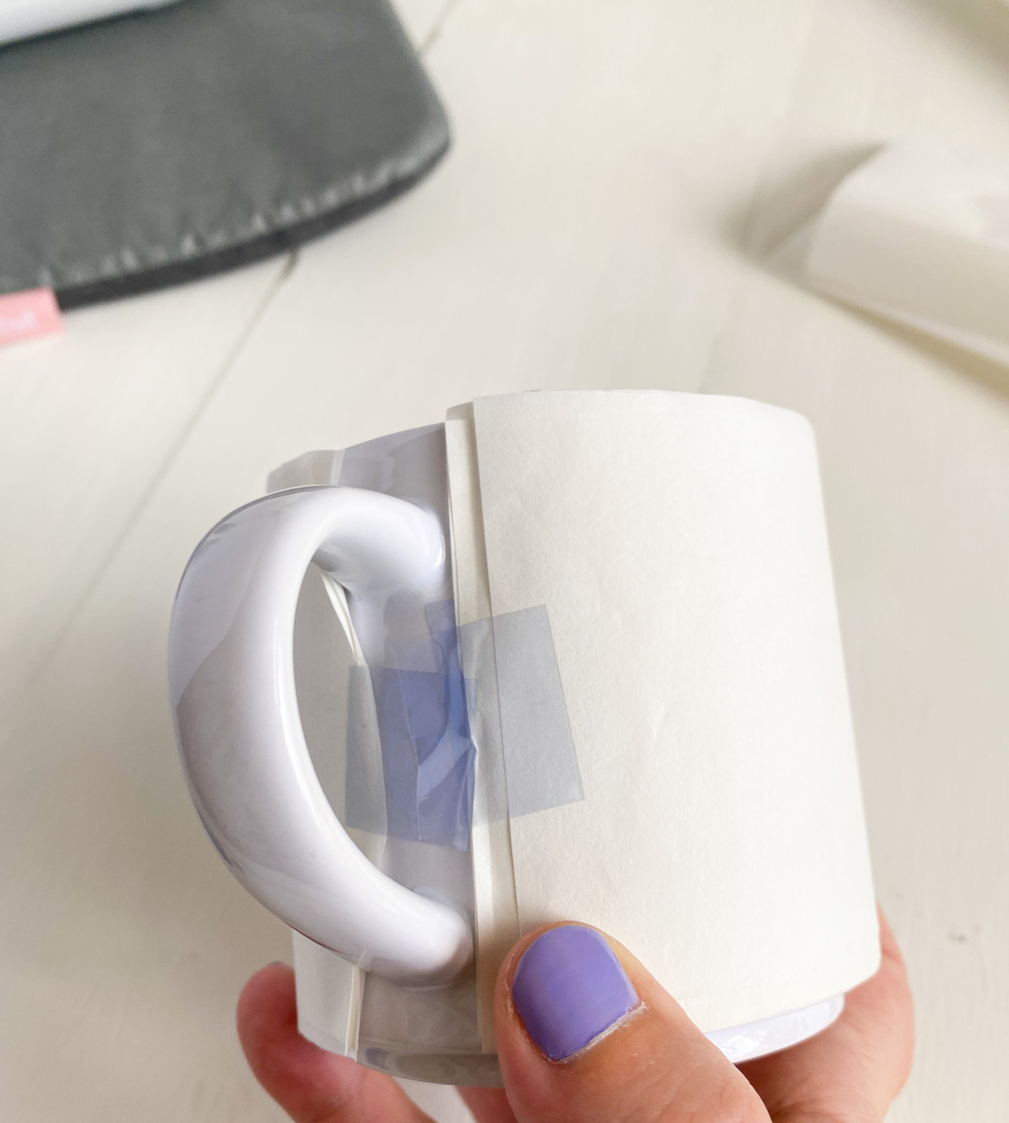 mug wrapped in butcher paper