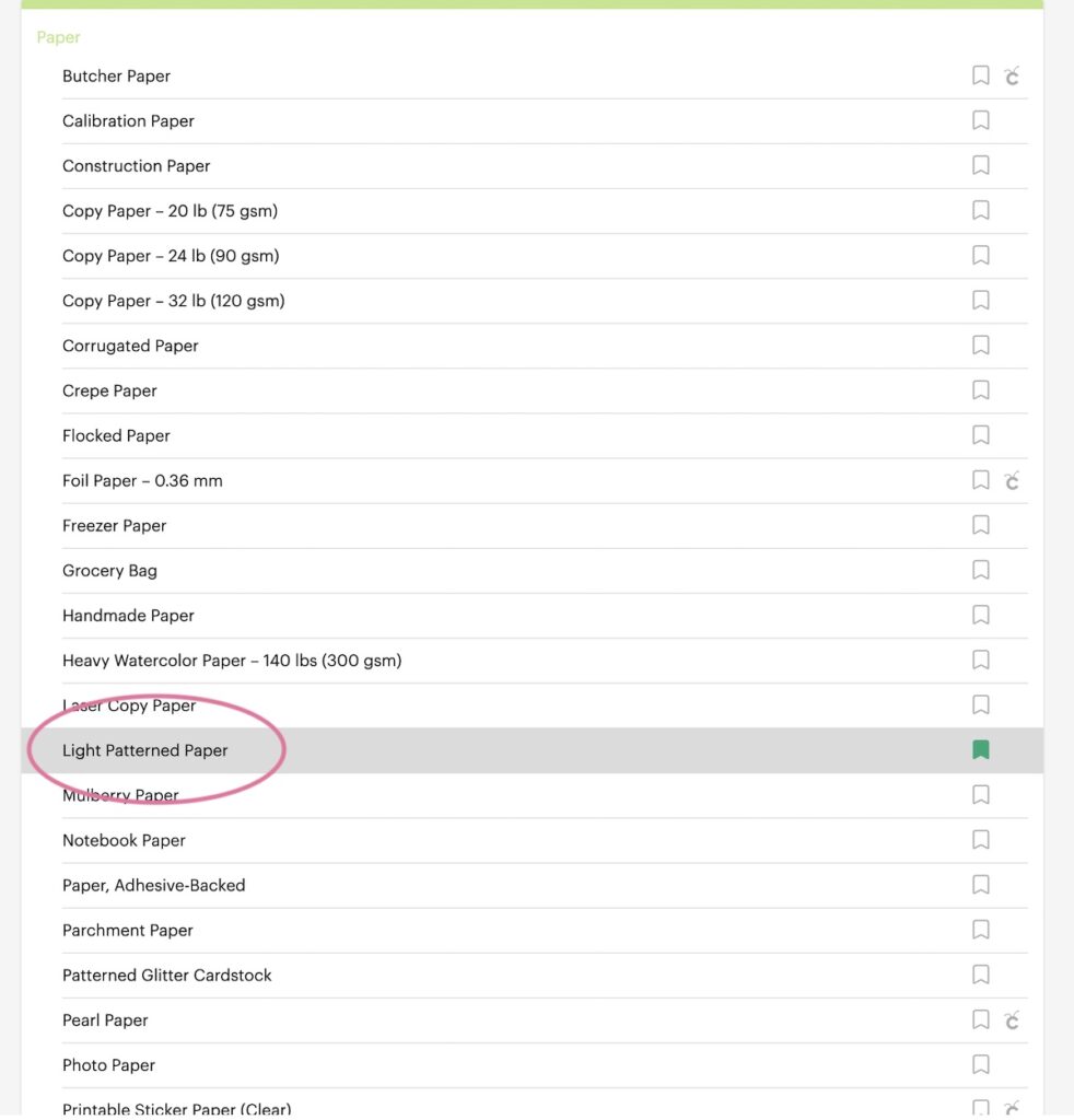 paper settings in cricut design space