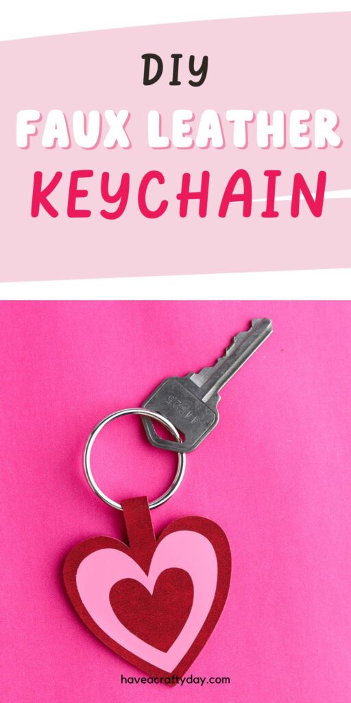 pink and red heart keychain on pink background
