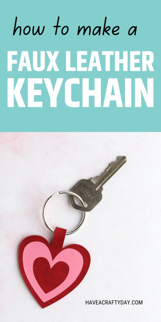 faux leather heart keychain and key